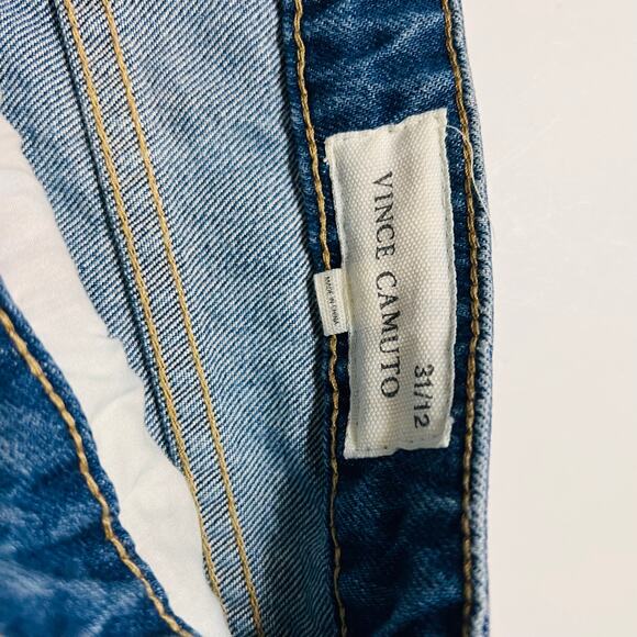 Vince Camuto Distressed Tapestry High Rise Straight Leg Crop Jeans Size 31 - Picture 5 of 12